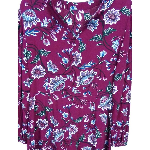 Loft Women's Ruffle Long Sleeve Midi Round Neck Floral Print Dress Size 12 - Picture 7 of 8